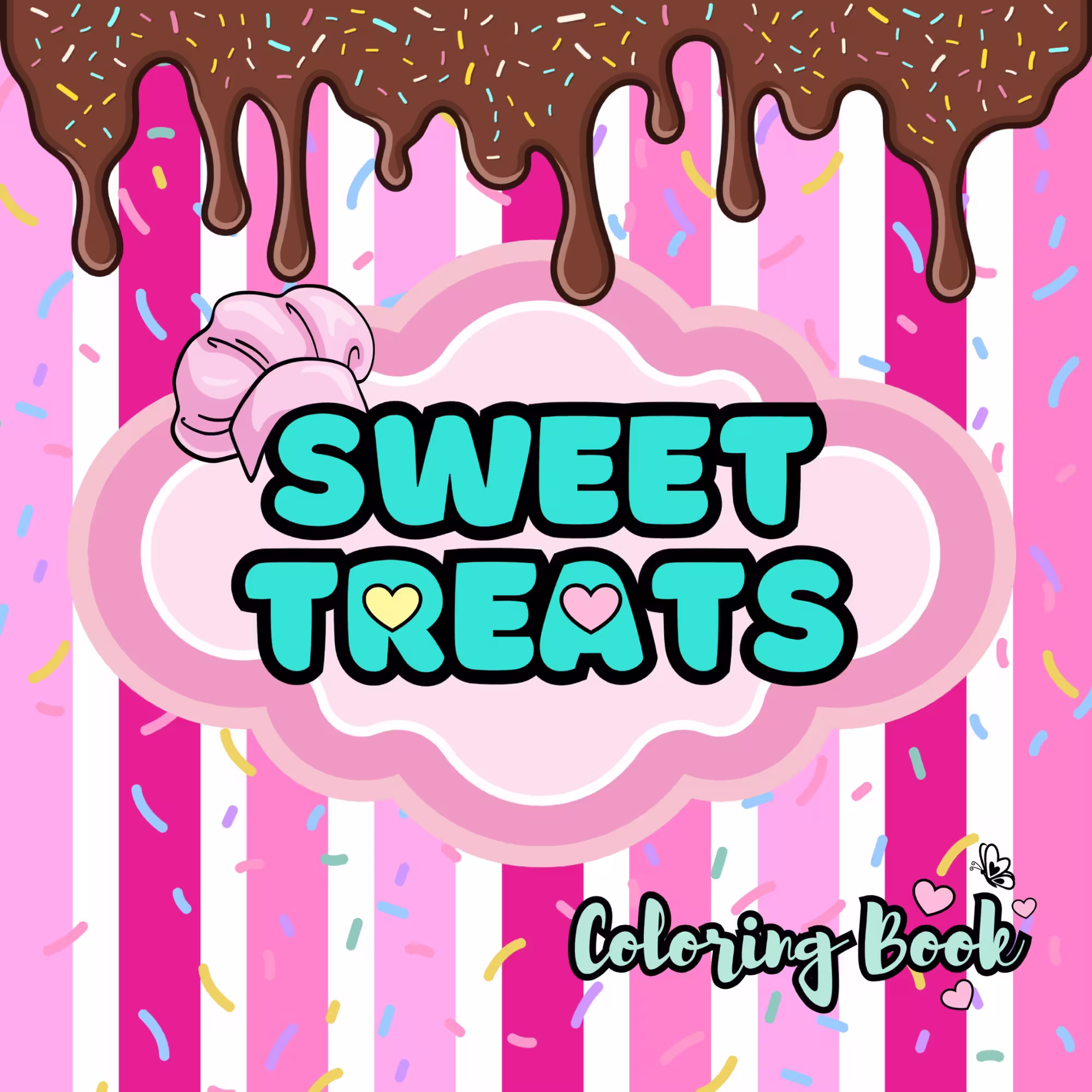 dessert and sweet things, treats, food coloring book for tweens and kids and adults